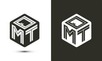 QMT letter logo design with illustrator cube logo, vector logo modern alphabet font overlap style.