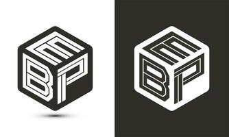 EBP letter logo design with illustrator cube logo, vector logo modern alphabet font overlap style.