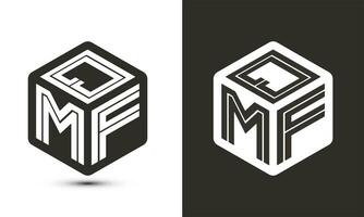QMF letter logo design with illustrator cube logo, vector logo modern alphabet font overlap style.