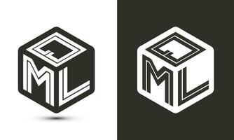 QML letter logo design with illustrator cube logo, vector logo modern alphabet font overlap style.