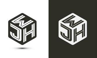 W J H letter logo design with illustrator cube logo, vector logo modern alphabet font overlap style. Premium Business logo icon. White color on black background