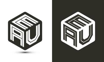 EMU letter logo design with illustrator cube logo, vector logo modern alphabet font overlap style.