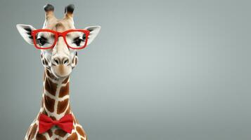 Cute Giraffe in Christmas Costume on Isolated Background. Created with Generative AI technology. photo