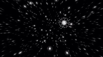 Loop white starflakes particles radial blurred animation background video