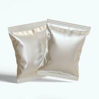 Pouch packaging realistic render with a metalic texture, matte or glossy texture rendering 3D photo