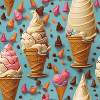 Cone ice cream pattern ai generate photo