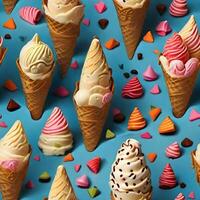 Cone ice cream pattern ai generate photo