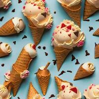 Cone ice cream pattern ai generate photo