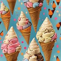 Cone ice cream pattern ai generate photo