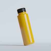 Orange juice in bottle black cup realistic 3D rendering photo