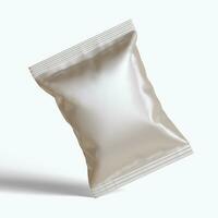 Pouch packaging realistic render with a metalic texture, matte or glossy texture rendering 3D photo