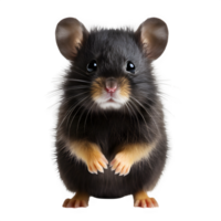 cute black hamster isolated on transparent background ,generative ai png