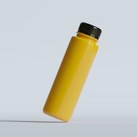 Orange juice in bottle black cup realistic 3D rendering photo