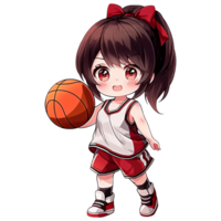 süß Chibi Mädchen Basketball Spieler ai generativ png