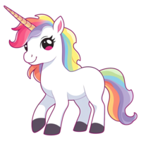 mignonne chibi arc en ciel Licorne clipart ai génératif png