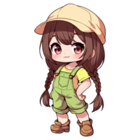 schattig chibi meisje boer ai generatief png