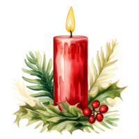 Watercolor Christmas Candle AI Generative png