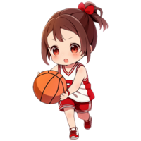 schattig chibi meisje basketbal speler ai generatief png