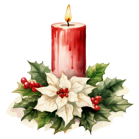 Watercolor Christmas Candle AI Generative png