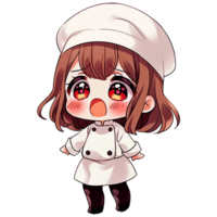 schattig chibi meisje chef ai generatief png