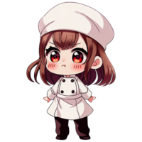 schattig chibi meisje chef ai generatief png