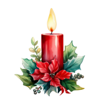 Watercolor Christmas Candle AI Generative png