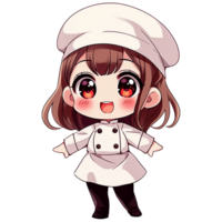 schattig chibi meisje chef ai generatief png