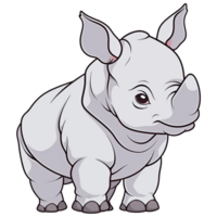 Cute Chibi Rhinoceros Clipart AI Generative png