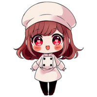 Cute Chibi Girl Chef AI Generative png