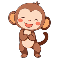 Cute Chibi Monkey Clipart AI Generative png