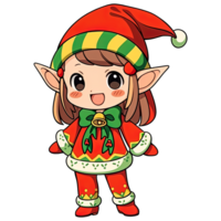 süß Chibi Weihnachten Elf ai generativ png