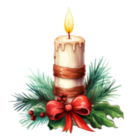 Watercolor Christmas Candle AI Generative png