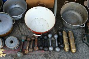 Old and antique items are sold at a flea market in Israel. photo