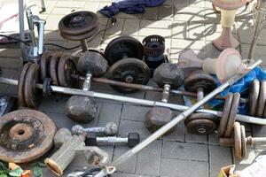 Old and antique items are sold at a flea market in Israel. photo