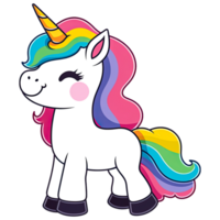 Cute Chibi Rainbow Unicorn Clipart AI Generative png