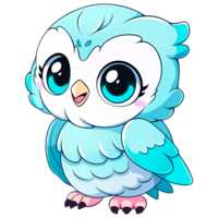 Cute Chibi Owl Clipart AI Generative png