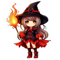 Cute Fire Witch AI Generative png
