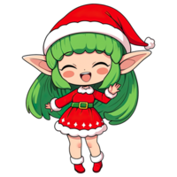 mignonne chibi Noël elfe ai génératif png