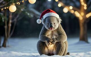Koala's Christmas Celebration Festive Spirit in the Wild ai generated photo