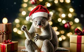 Koala's Christmas Celebration Festive Spirit in the Wild ai generated photo