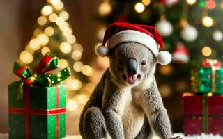 de koala Navidad celebracion festivo espíritu en el salvaje ai generado foto