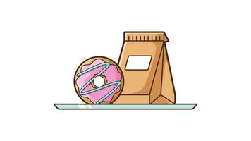 Animated Illustration of Donuts Takeaway Cartoon. Suitable for Restaurant Promotion. video