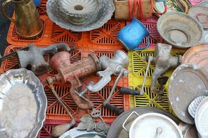 Old and antique items are sold at a flea market in Israel. photo