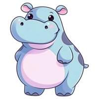 Cute Chibi Hippopotamus Clipart AI Generative png