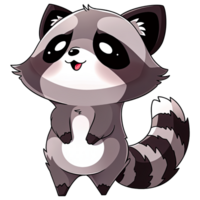 Cute Chibi Raccoon Clipart AI Generative png