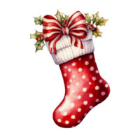 Watercolor Christmas Stocking AI Generative png