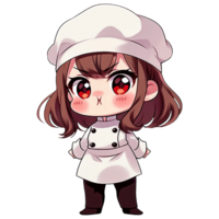 Cute Chibi Girl Chef AI Generative png
