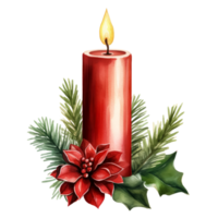 Watercolor Christmas Candle AI Generative png