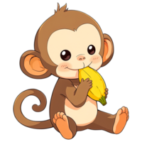 Cute Chibi Monkey Clipart AI Generative png