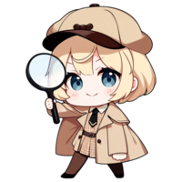Cute Chibi Girl Detective AI Generative png